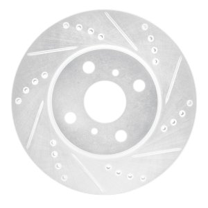 Scion iQ Brake Rotor (1) - Front Right - R1 Concepts - Drilled & Slotted - Silver - `12-`15